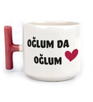 Oğlum Da Oğlum Baskılı Kırmızı Kulplu T Kupa