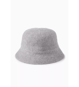 Lüks Alpaka Yün Kova Şapka - Gri Kışlık Boho Bucket Hat