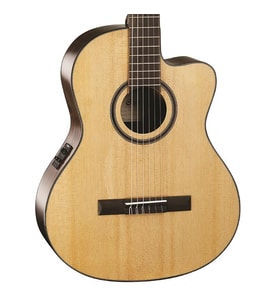 Cort AC160CFNAT Cutaway Elektro Klasik Gitar (Orta Seviye)  Ladin Kapak, Dahili Preamp ve EQ Sistemi, Kesik Kasa (Cutaway) Tasarımı
