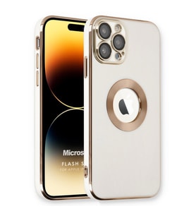 Microsonic Apple iPhone 14 Pro Max Kılıf Flash Stamp Beyaz