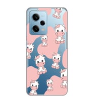 Redmi Note 12 Pro 5G Uyumlu İnek Desenli Şeffaf Telefon Kılıfı
