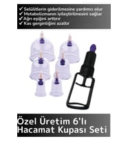 Özel Üretim Yüksek Kaliteli Selülit Çatlak Giderici Vakumlu 6'lı Hacamat Kupası Seti