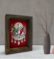 BK Gift Osmanlı Arması Tasarımlı Dekoratif Doğal Masif Ahşap Çerçeve 15x20cm-5 (Beyaz)