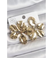 316 Çelik Gold Renk İşlemeli Yaprak Model Kadın Küpe