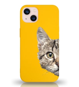 Apple iPhone 13 Mini Uyumlu Lansman Kılıf Catface Tasarımlı Altı Kapalı İçi Kadife Kaplı  Kapak (Şeffaf)