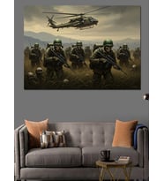 Uçan Askeri Helikopter Filosu Dekoratif Kanvas - Mdf Ahşap Tablo
