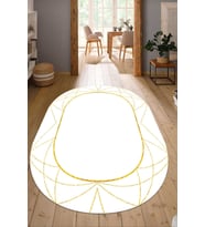 Dijital Baskılı Kaymaz Taban Yıkanabilir Oval Salon Halısı Mutfak Halısı Yolluk NDO-SD-440 (Gold)