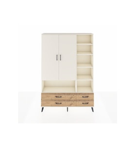 Arges Dolap 10 Raflı 4 Çekmeceli 2 Kapaklı 132x30x195 Aytaşı-Aytaşı/Çam
