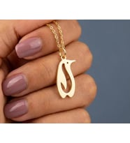 Kişiye Özel 925 Ayar Gümüş Minimalist Penguen Model Kolye (Gold)