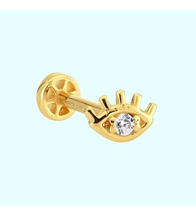 Altın Evil Eye Tragus Piercing 14 Ayar