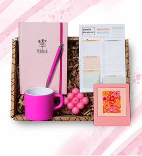 Planner, Defter, Kalem, Fincan, Mum, Çerçeve Hediye Seti 