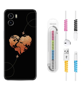 Vivo Y15S Y32 Y33S Y51 Y53S Kılıf Kablo Koruma Spiral Silikon Plane Heart 1721