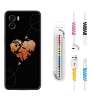 Vivo Y15S Y32 Y33S Y51 Y53S Kılıf Kablo Koruma Spiral Silikon Plane Heart 1721