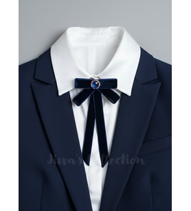 Lacivert Kadife Kadın Fiyonk Broş. Parlayan Rhinestone Detaylı Fiyonk Broş . Yaka İğnesi