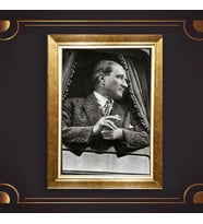 Özel Seri Paspartulu Çerçeveli Atatürk Tablo l165 (Gold)