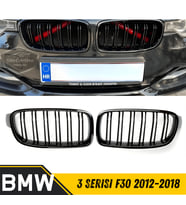 Bmw 3 Serisi F30 2012-2018 Uyumlu Ön Panjur Böbrek M3 Görünüm Izgara Çift Çizgi İthal Piano Black
