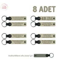 Sütlü Kahve & Gri, Stadyum Işıltısını Seven Taraftar Grupları İçin, İsim Yazılı 8' li Anahtarlık