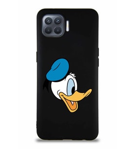 Oppo Reno 4 Lite Soft Premier Kapak Donald Duck-F Tasarımlı Silikon Kılıf - Siyah (Şeffaf)