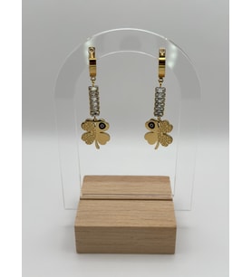 Arnes Jewelry Çelik Zirkon Taşlı Yoncalı Küpe