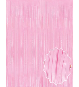 Soft Pembe Püsküllü Kapı Perdesi - Parti, Baby Shower, Cinsiyet Partisi 1x2 M