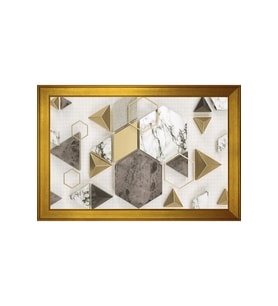 Soyut Şekiller Motifli Kanvas Tablo 80 x 110 cm Gold Çerçeve