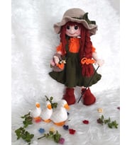 Çiftçi Kız Bebek Amigurumi Organik Oyuncak