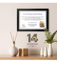 Stüdyo 14 Kişiye Özel En iyi Sertifika Kolaj Tablo - Babalar Günü Hediyesi - Arkadaşa Hediye