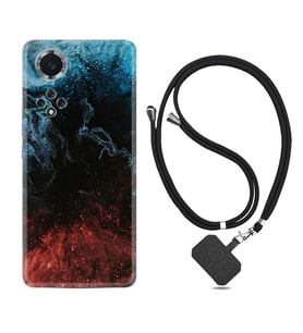 Huawei Nova Y70 Y90 Nova 9 SE Kılıf Boyun Askılı Silikon Red Blue Black Abstact 1386