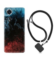 Huawei Nova Y70 Y90 Nova 9 SE  Kılıf Boyun Askılı Silikon Red Blue Black Abstact 1386