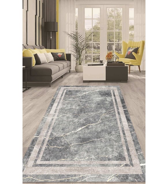 Dijital Kaymaz Taban Yıkanabilir Modern Renkli Salon Halısı Mutfak Halısı Yolluk ND-HT-168 (Gri)