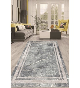 Dijital Kaymaz Taban Yıkanabilir Modern Renkli Salon Halısı Mutfak Halısı Yolluk ND-HT-168 (Gri)
