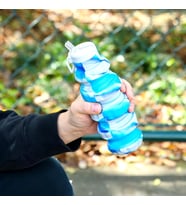 500ml Açık Şişe Katlanabilir Kapak Spiral Dolum El Bombası Tasarımlı Matara&Suluk (Mavi)