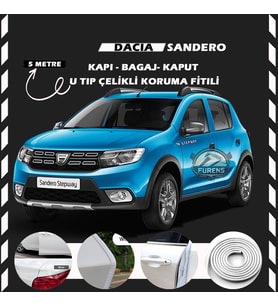 Dacia Sandero Oto Araç Kapı Koruma Fitili 5metre Parlak Beyaz Renk