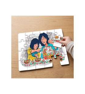 Yılbaşı Hazırlığı Yapan Anne ve Kız Tasarımlı 24 Parça Ahşap Çocuk Puzzle MPK0853