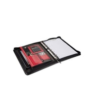 Kapaklı Sekreterlik Padfolio Hesap Makinalı Klasör Fermuarlı A4 300 Yaprak Kapasiteli Vegan 26,5x34 cm (Siyah)