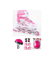 Paten çok fonksıyonlu pembe 35.38 uyumlu fuull set kask ve dizlik seti (Standart)