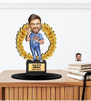 Kişiye Özel Karikatürlü Yılın Hemşiresi Ahşap Oscar - Masaüstü Biblo