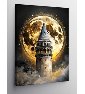 Kanvas Tablo Dolunay Ve Galata Kulesi