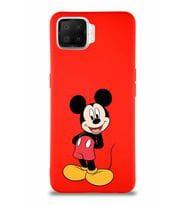 Oppo A73 Soft Premier Kapak Mickey Mouse-B Tasarımlı Silikon Kılıf - Kırmızı (Şeffaf)
