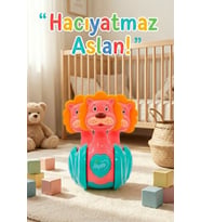 Sevimli Aslan Hacıyatmaz Oyuncak Kırmızı - Sesli ve Çıngıraklı Sallanan Bebek Denge Oyuncağı
