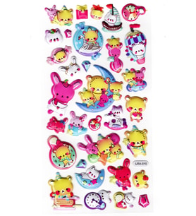 Sticker Kabartmalı Stiker Defter, Planlayıcı Etiket (limlra-010)-17x9cm- Ayıcık ve Tavşan