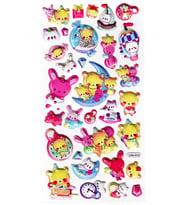 Sticker Kabartmalı Stiker Defter, Planlayıcı Etiket (limlra-010)-17x9cm- Ayıcık ve Tavşan