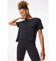 Nike Yoga Dri Fit Split Detail Loose Fit Women's T-shirt Black Kadın Bol Kesim Yırtmaçlı Tişört Siyah