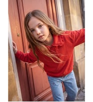 LCW Kids Kırmızı Polo Yaka Kız Çocuk Kalın Sweatshirt