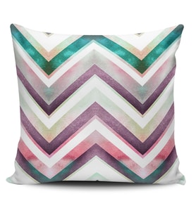 Alkanhomes  Zigzag Desenli Dijital Baskılı Kırlent Kılıfı
