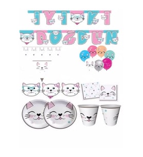 Kedi Temalı Doğum Günü Seti