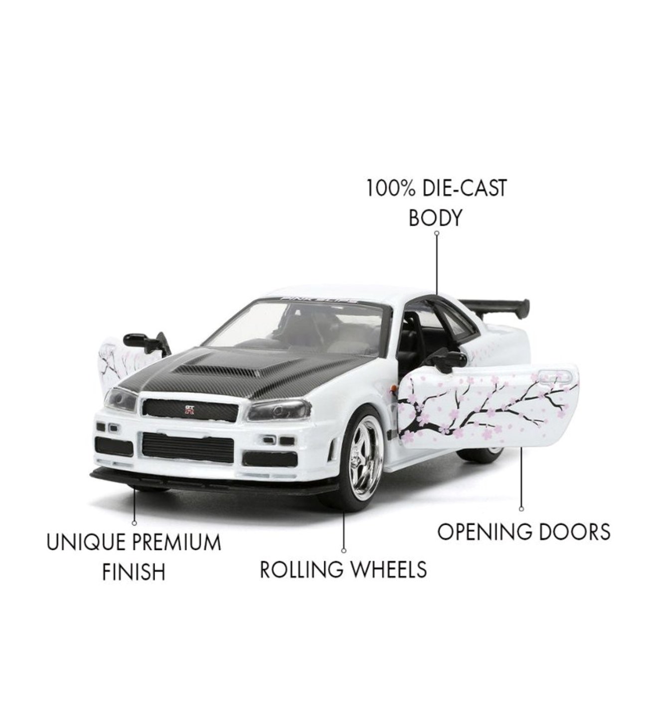 Jada 未開封 Nissan Skyline r34 Jada 1:32 Pink Slips 2002 Nissan Skyline GT-R (R34) Model Araba