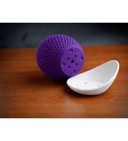 3D Baskı Küre Saksı - Kafes Dokulu İki Parçalı Dekoratif Saksı - Mor-Beyaz