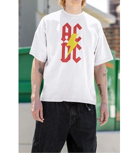 AC DC Müzik Grubu Baskılı Unisex Tişört, Oversize Rock Metal Müzik Tişört