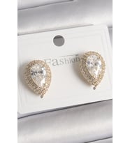Pirinç Gold Renk Zirkon Taşlı Damla Model Kadın Küpe 5886 - HEP-2628-5794